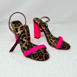 Azalea Wang Leopard Strappy Heels- Size 8.5